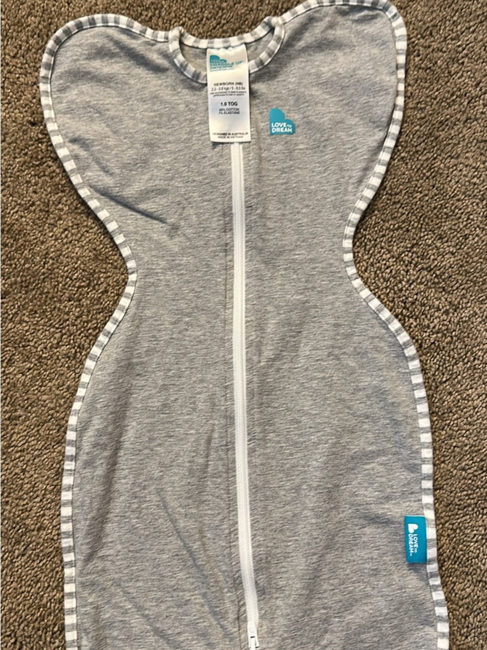 Love to Dream Grey Striped-Trim Swaddle Sleep Sack